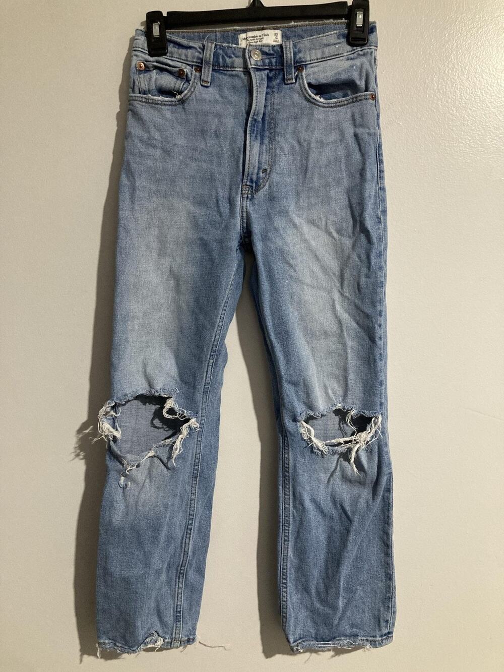 Abercrombie & Fitch Pants Womens 25 Blue Ankle Straight Ultra High Rise Ripped